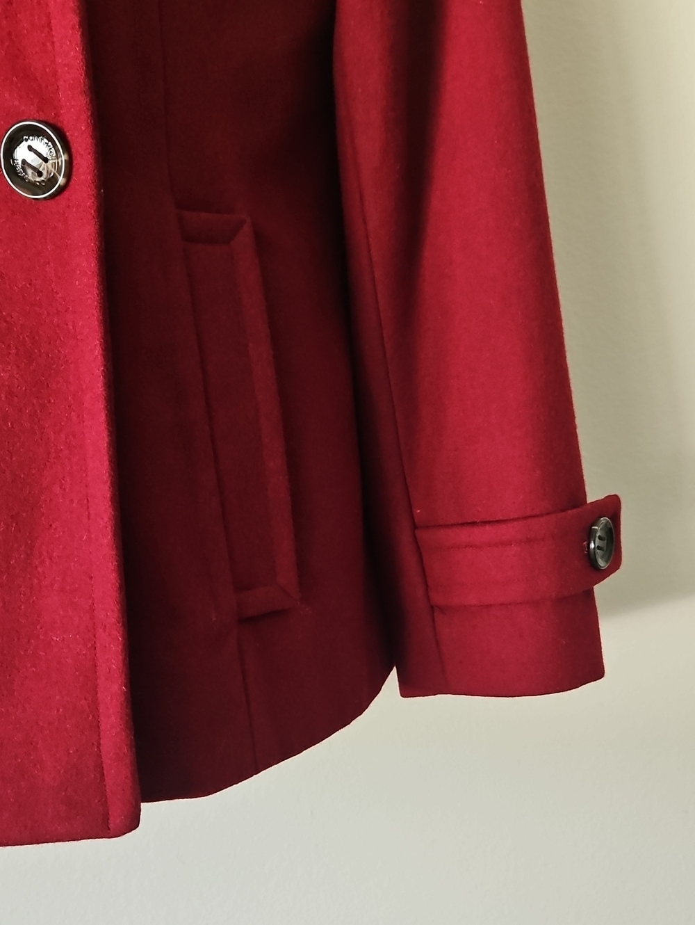 Calvin Klein Double-Breasted Peacoat - Deep Red - Picture 7 of 16